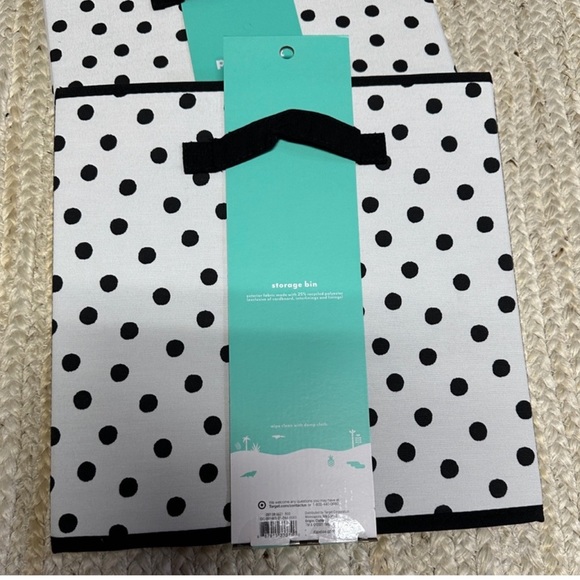 NEW 3 Pillowfort 13" Fabric Polka Dot Storage Cube Bins, Black/White - Picture 3 of 3